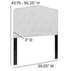 Flash Furniture Cambridge Tufted Upholstered Twin Size Headboard - White Fabric-Black Metal Stands with Adjustable Bed Rail Slots