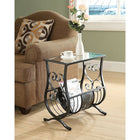 Monarch Specialties 3314 Accent Table - Satin Black Metal With Tempered Glass-Stylish and multi-functional