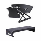 Rocelco 46" Adjustable Sit/Stand Up Corner Desk Riser with Dual Monitor Mount - Black-No assembly required for the CADR