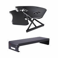Rocelco 46" Adjustable Sit/Stand Up Corner Desk Riser with Dual Monitor Mount - Black-No assembly required for the CADR
