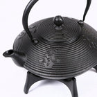 Tao Tea Leaf Large Cast Iron Tea Pot with Stand, Loose Leaf, 1.15L, Black-Enamel interior coating to promote years of use