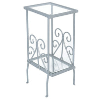 Monarch Specialties 3158 Accent Table - 30"H/Silver Metal With Tempered Glass-30"H x 16"W x 12"D