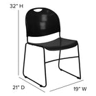 Flash Furniture HERCULES Series Black Ultra-Compact Stack Chair with Black Powder Coated Frame-Black Sled Base Frame with non-marring plastic floor glides