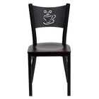 Flash Furniture - Chaise de restaurant de la série HERCULES en métal noir avec dossier tasse de café - siège en bois d'acajou-Ensemble de 2 chaises de salle à manger en métal