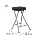Flash Furniture Foldable Stool with Black Plastic Seat & Titanium Grey Frame-Floor Protector Plastic Glides