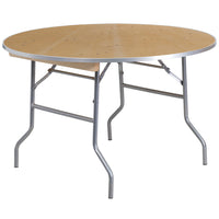 Flash Furniture 48" Round HEAVY DUTY Birchwood Folding Banquet Table with METAL Edges-Ready To Use Banquet Table