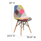 Flash Furniture Elon Series Milan Patchwork Fabric Chair with Wooden Legs-Protective Plastic Floor Glides