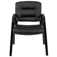 Flash Furniture Flash Fundamentals Black LeatherSoft Executive Reception Chair with Black Metal Frame, BIFMA Certified-Guest Chair and Side Chair