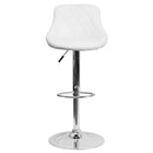 Flash Furniture Contemporary Vinyl Bucket Seat Adjustable Height Barstool with Diamond Pattern Back & Chrome Base - White-Contemporary Style Stool