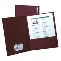 Oxford Linen-Style Twin-Pocket Portfolio, Burgundy, 5 Pack-Textured linen provides the ultimate executive appearance