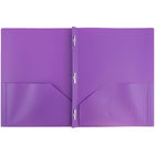 JAM Paper Plastic POP 2-Pocket Clasp School Folders with Prong Clip Fasteners, Purple,12 Pack-Blue