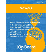 eBook: Vowels for Elementary Students , 7 Topics, (PDF version, 1-User Download), ISBN 9781630960278-Vowels for elementary students includes multiple topics that introduce your student to vowels. This book includes engaging activities and an assessment for each topic.