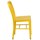 Flash Furniture Yellow Metal Indoor-Outdoor Chair-Vertical Slat Back