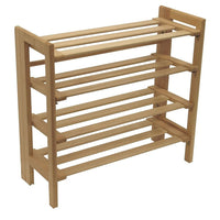 Winsome Shoe Rack, 4-Tier, Natural-The shoe rack can hold at least a dozen pairs of shoes and can be stacked on top of another unit to create a wall of shoes. Simple and polished, it is an easy way to organize the clutter at the bottom of your closet.
