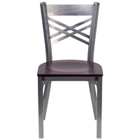 Flash Furniture - Chaise de restaurant en métal de la série HERCULES avec dossier en croix à enduit lustré - siège bois d'acajou-Chaise en métal