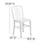 Flash Furniture White Metal Indoor-Outdoor Chair-Designed for Commercial and Residential Use