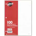Hilroy 3-Hole Punched Ruled Loose-Leaf Filler Paper - 16lb. - 8-1/2" x 11" - 100 Sheets-7mm ruled, 10-7/8" x 8-3/8"
