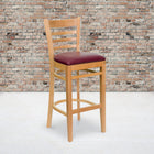Flash Furniture HERCULES Ladder Back Walnut Wood Restaurant Barstool - Burgundy Vinyl Seat - 2 Pack-Solid European Beech Hardwood Construction