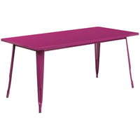 Flash Furniture 31.5" x 63" Rectangular Purple Metal Indoor-Outdoor Table-Metal Cafe Table