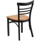 Flash Furniture HERCULES Series Black Three-Slat Ladder Back Metal Restaurant Chair - Natural Wood Seat - 2 Pack-.625" Thick Plywood Seat
