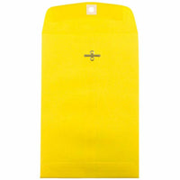 JAM Paper 6" x 9" Open End Catalog Coloured Envelopes with Clasp Closure - Yellow Recycled - 50 Pack-Yellow Clasp Envelope