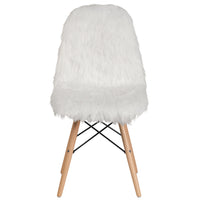 Flash Furniture 4 pièces - Fauteuil d'appoint en fourrure Shaggy Dog blanche-Ensemble de 4 chaises d'appoint auxiliaire
