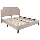 Flash Furniture Brighton King Size Tufted Upholstered Platform Bed - Beige Fabric-Arched Headboard