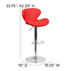 Flash Furniture Contemporary Vinyl Adjustable Height Barstool with Curved Back & Chrome Base - Red-Seat Adjusts from Counter to Bar Height