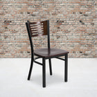 Flash Furniture HERCULES Series Black Slat Back Metal Restaurant Chair - Walnut Wood Back & Seat-.625'' Thick Plywood Seat