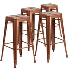 Flash Furniture Commercial Grade 30" High Backless Copper Indoor-Outdoor Barstool-Set of 4 Stackable Industrial Style Modern Stools