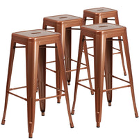 Flash Furniture Commercial Grade 30" High Backless Copper Indoor-Outdoor Barstool-Set of 4 Stackable Industrial Style Modern Stools