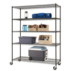 TRINITY Basics 5-Tier Wire Shelving Rack with Wheels, Black (TBFPB-0931)-Four - 4" x 1" swivel wheels - (2) locking and (2) non-locking