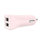 Basic Tech Dual USB Car Charger - Pink-Overcharge Protection