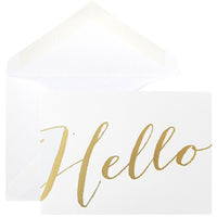 JAM Paper Thank You Cards Set, Hello Greeting, White with Gold Script, 10 Pack (D41113NGLMB)-Thank you card sets