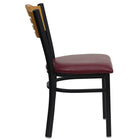 Flash Furniture HERCULES Series Black Slat Back Metal Restaurant Chair - Natural Wood Back & Burgundy Vinyl Seat - 2 Pack-Burgundy Vinyl Upholstered Seat