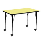 Flash Furniture Mobile 30"W x 48"L Rectangular Thermal Laminate Activity Table - Yellow-Popular Rectangular Activity Table