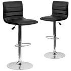Flash Furniture Contemporary Black Vinyl Adjustable Height Barstool with Horizontal Stitch Back & Chrome Base - 2 Pack-Set of 2 Contemporary Style Stools