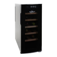 Koolatron Deluxe 12 Bottle Wine Cooler, Beech Wood Racks, 1 cu. ft. (28L), Freestanding - Black-Holds 12 standard Bordeaux bottles