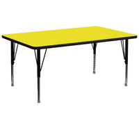 Flash Furniture – Table d’activités rectangle 30 x 72 po, stratifié haute pression 1,25 po, pattes préscolaires réglables, jaune-Stratifié jaune