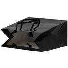 Jam Paper - Sacs cadeaux avec poignées en corde - Petit carré - 6 1/2 po x 6 1/2 po x 3 1/2 po - Noir brillant - Paquet de 100-Nos sacs-cadeaux ont une poignée en corde souple avec une étiquette vierge attachée, et ils sont fabriqués à partir de papier cartonné épais de 85 lb avec une finition en papier brillant