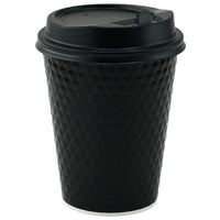 Tannex Double Wall Paper Hot Cups and Lids Combo - 10oz - Black Diamond - 100 Pack-Serve your hot and cold beverages with confidence