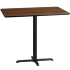 Flash Furniture 30'' x 48'' Rectangular Laminate Table Top, Walnut with 22'' x 30'' Bar-Height Table Base (XUWA3048T2230B)-Bar Height Hospitality Table