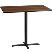 Flash Furniture 30'' x 48'' Rectangular Laminate Table Top, Walnut with 22'' x 30'' Bar-Height Table Base (XUWA3048T2230B)-Bar Height Hospitality Table