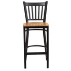Flash Furniture HERCULES Series Black Vertical Back Metal Restaurant Barstool - Natural Wood Seat - 2 Pack-Set of 2 Metal Dining Bar Stools