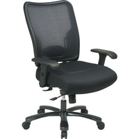 Big & Tall Double Air Grid Back and Black Mesh Seat Ergonomic Chair-One-touch pneumatic seat-height adjustment