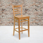 Flash Furniture HERCULES Series Ladder Back Natural Wood Restaurant Barstools - 2 Pack-Mortise and Tenon Style Construction with metal wood screw reinforcements