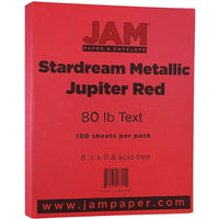 JAM Paper Metallic Paper, 8.5" x 11", 80lb Stardream Jupiter Red , 100 Pack (173SD8511JUG)-Jupiter red