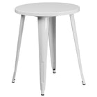 24'' Round White Metal Indoor-Outdoor Table Set with 2 Arm Chairs (CH-51080TH-2-18ARM-WH-GG)-Metal
