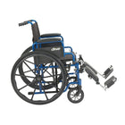 Drive Medical Blue Streak Wheelchair with Flip Back Desk Arms, 18" Seat, Elevating Legrests-Blue Powder-coated frame, black cross brace