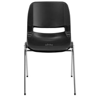 Flash Furniture HERCULES Series Black Ergonomic Shell Stack Chair with Chrome Frame & 16" Seat Height-Multipurpose Stack Chair